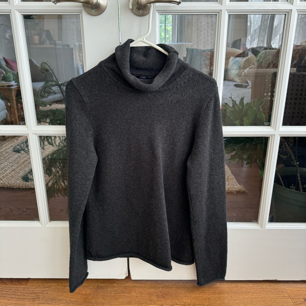 washed black turtleneck sweater